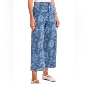 Bagatelle Floral Print High Rise Crop Wide Leg Jeans in Hawaii Floral women  31